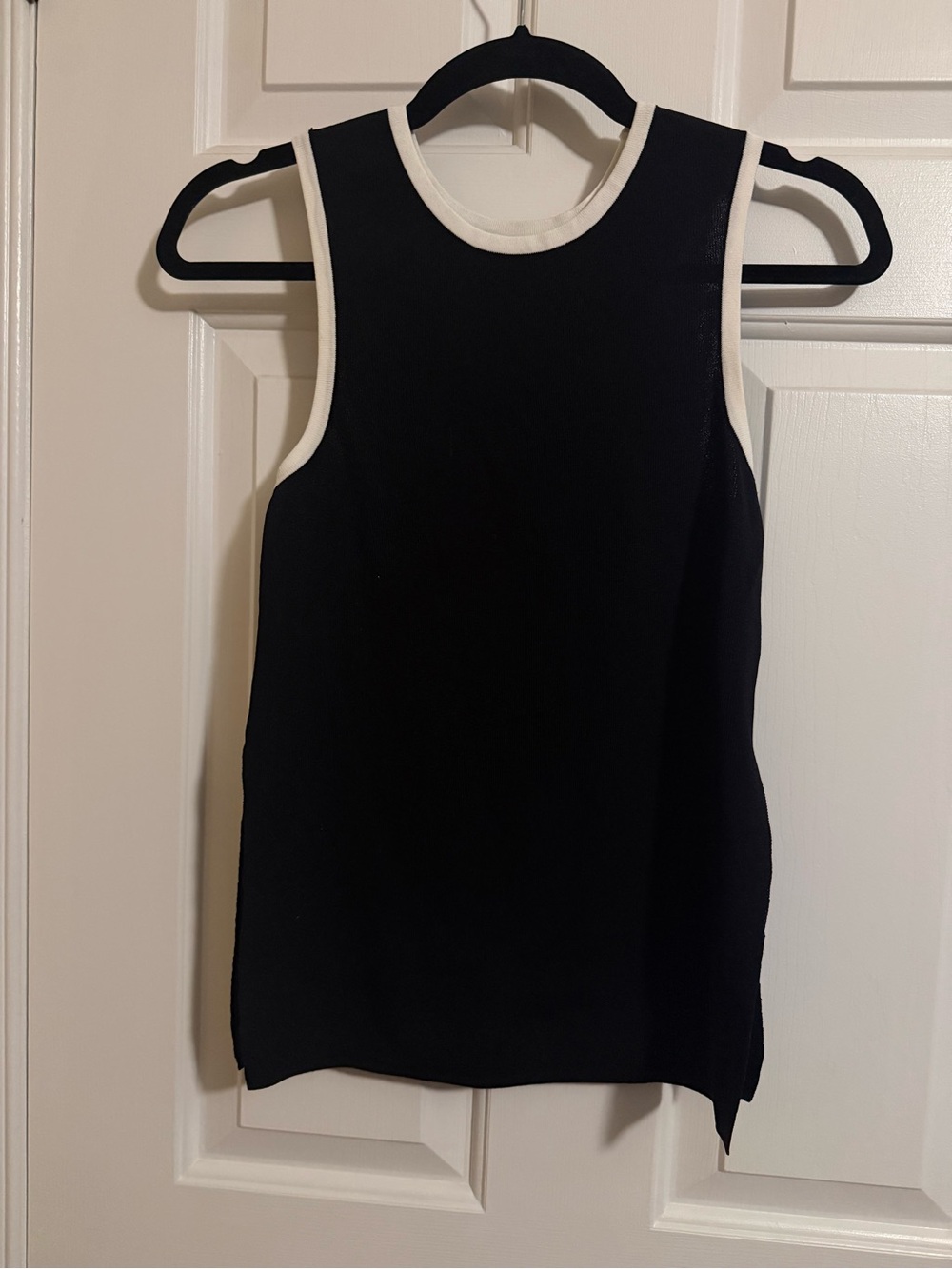 OAK + FORT Black Knit Tank with Cream Trim